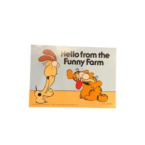 Vintage 1978 Garfield Postcard Hello from the Funny Farm Jim Davis Odie 1984